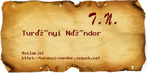 Turányi Nándor névjegykártya